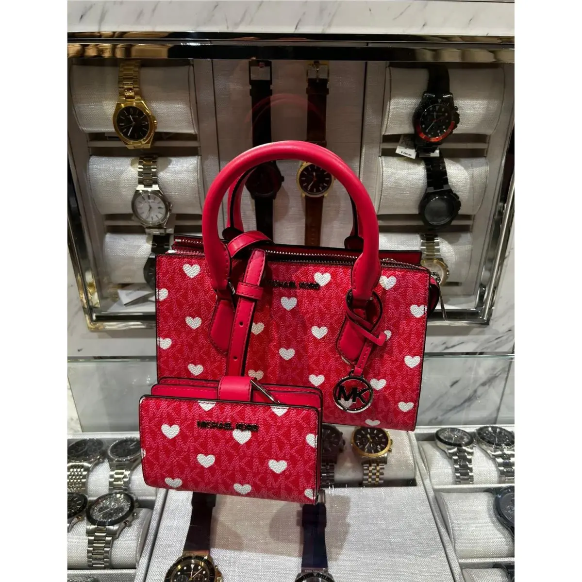 Sheila Small Purse Satchel Messenger Handbag Crossbody Bag + Wallet HIBISCUS by Michael Kors