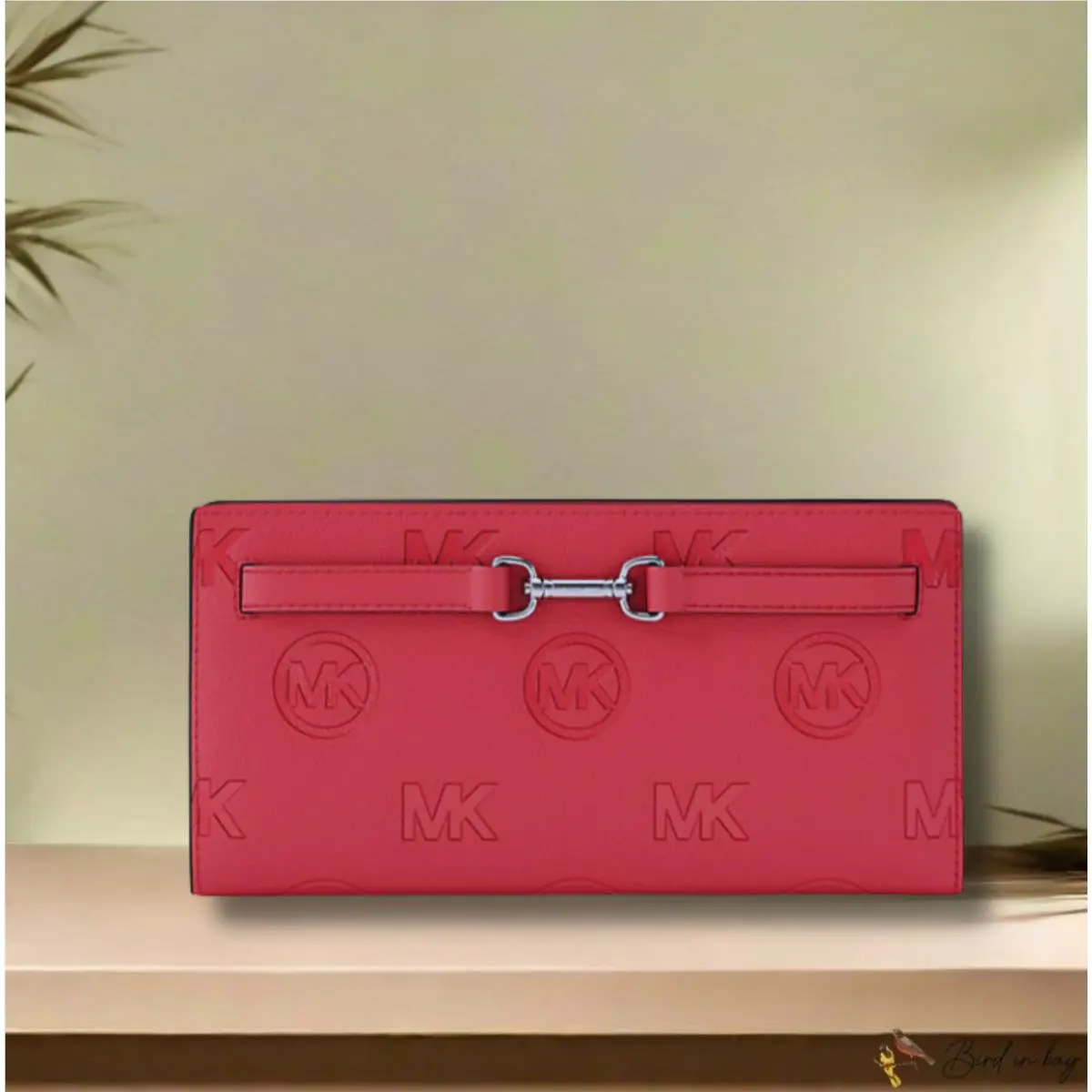 Carson Women Large Logo Debossed Credit Card Snap Wallet Hibiscus by Michael Kors