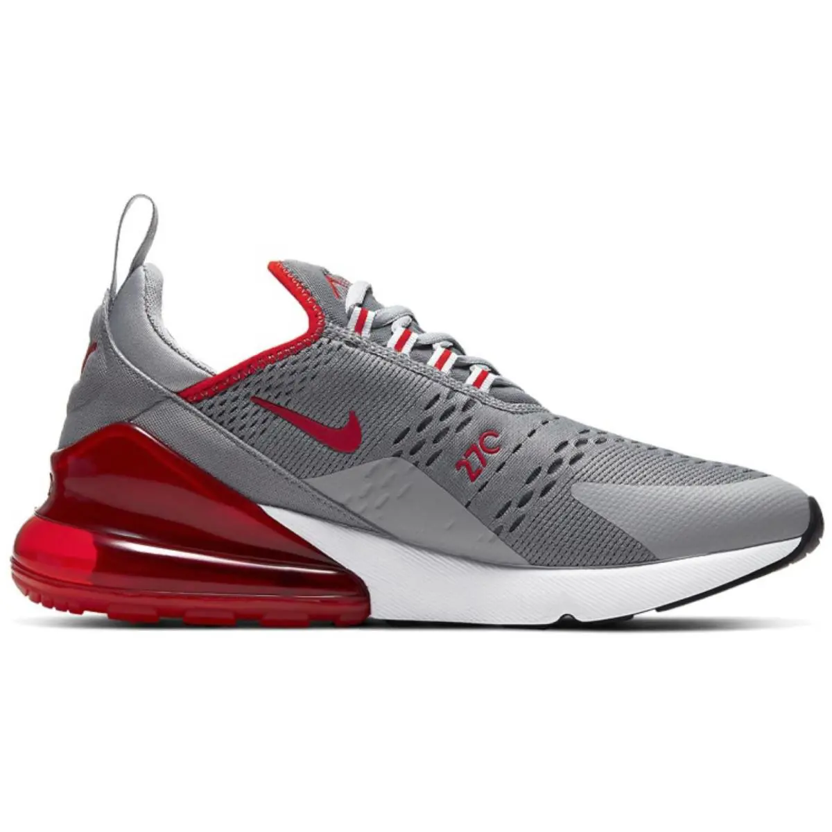 Nike Air Max 270 Men`s Casual Shoes Particle Grey Red US Size 8.5 - Particle Grey/University Red