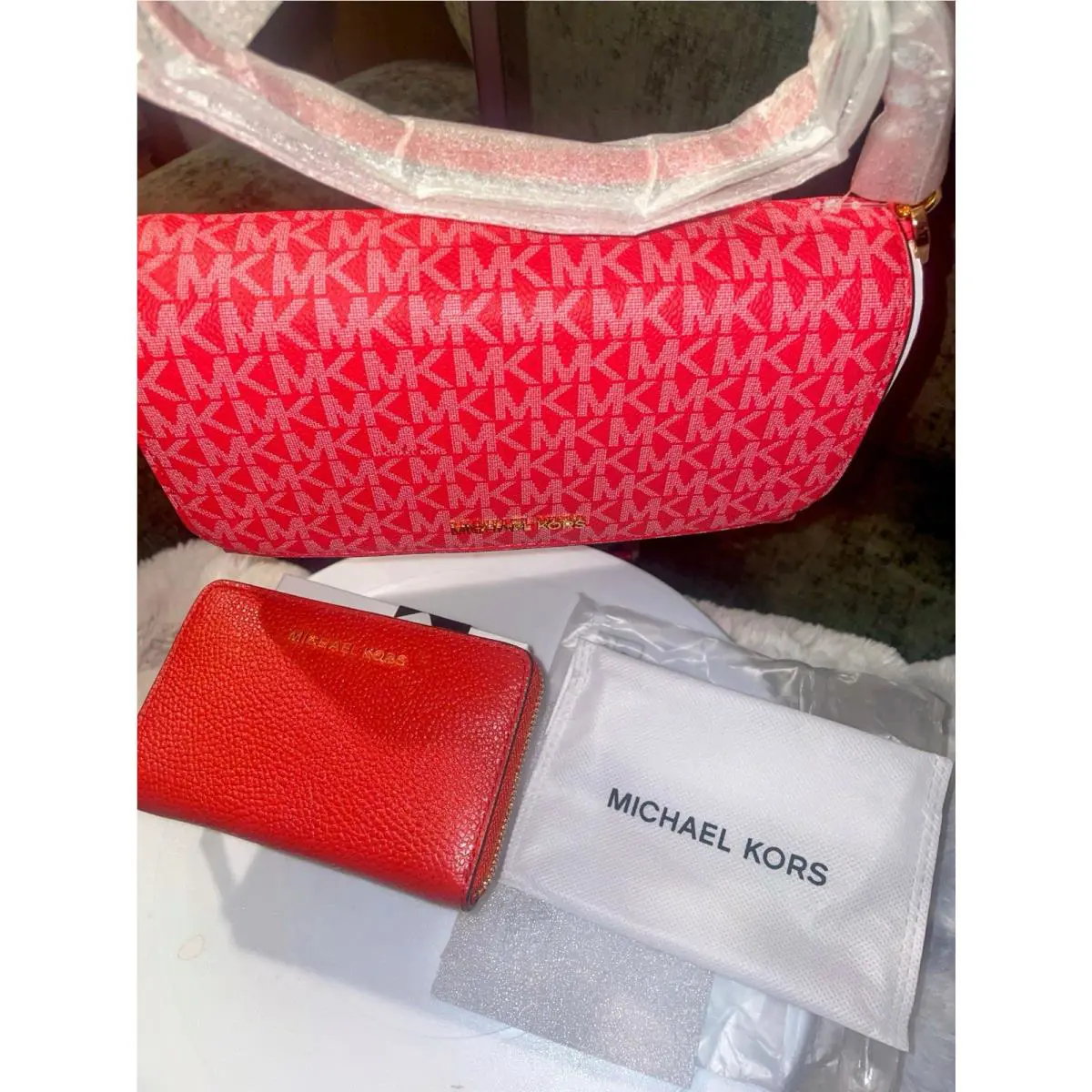 Michael Kors Jet Set Medium Dark Sangria Convertible Pouchette Wallet W:tag