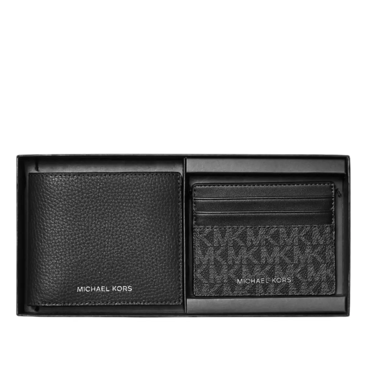 Michael Kors Men`s Pebbled Leather Billfold Wallet and Signature Logo Card Case