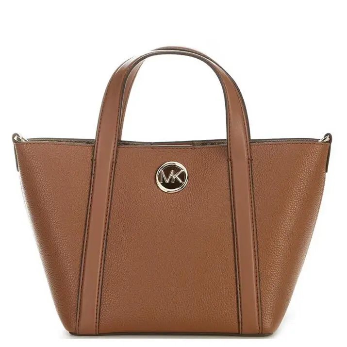 Michael Kors Hadleigh Small Leather Double Handle Tote Bag Color Luggage