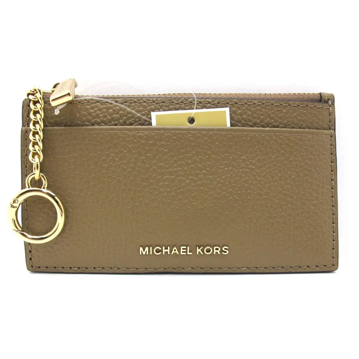 Michael Kors Jet Set Small Zip Key Ring Card Case Leather Husk/gold