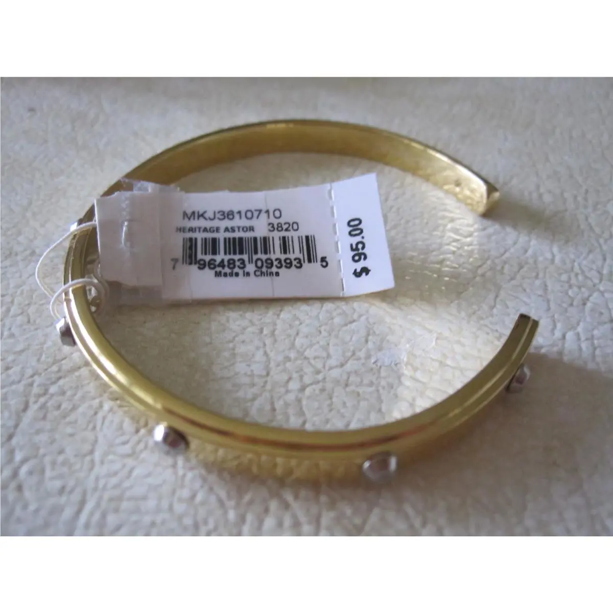 Michael Kors Heritage Astor Gold Tone- Silver Studded Cuff Bracelet