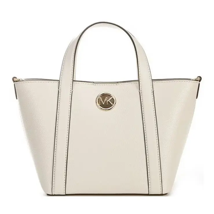 Michael Kors Hadleigh Small Leather Double Handle Tote Bag Color Light Creamnew - Handle/Strap: Light Cream, Hardware: Gold, Exterior: Light Cream