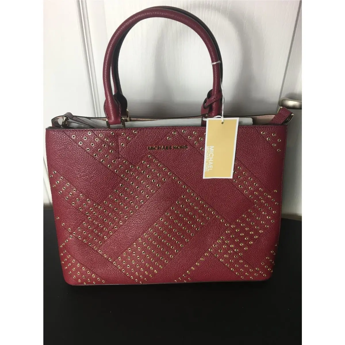 Large Tote Adele Mulberry Ballet Gold Tone Hardware Studded by Michael Kors