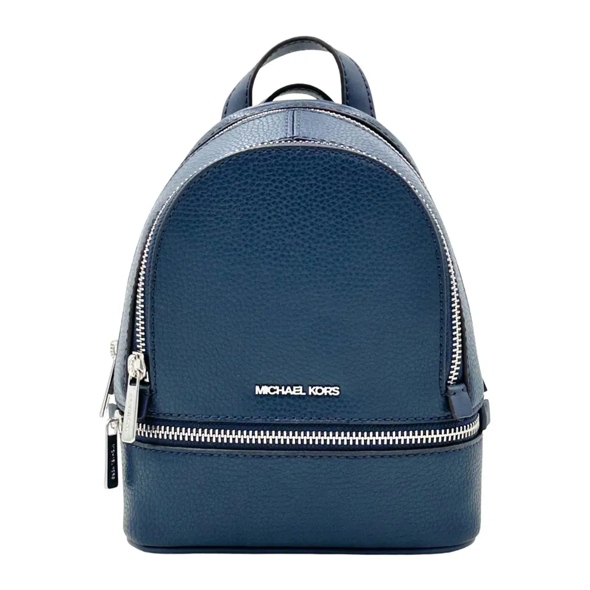 Michael Kors Rhea Extra-small Pebbled Leather Backpack- Navy - Exterior: Navy