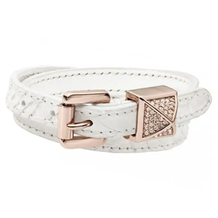 Michael Kors W1018 Womens Glam Rock Crystal Pyramid Double Wrap Leather Bracelet