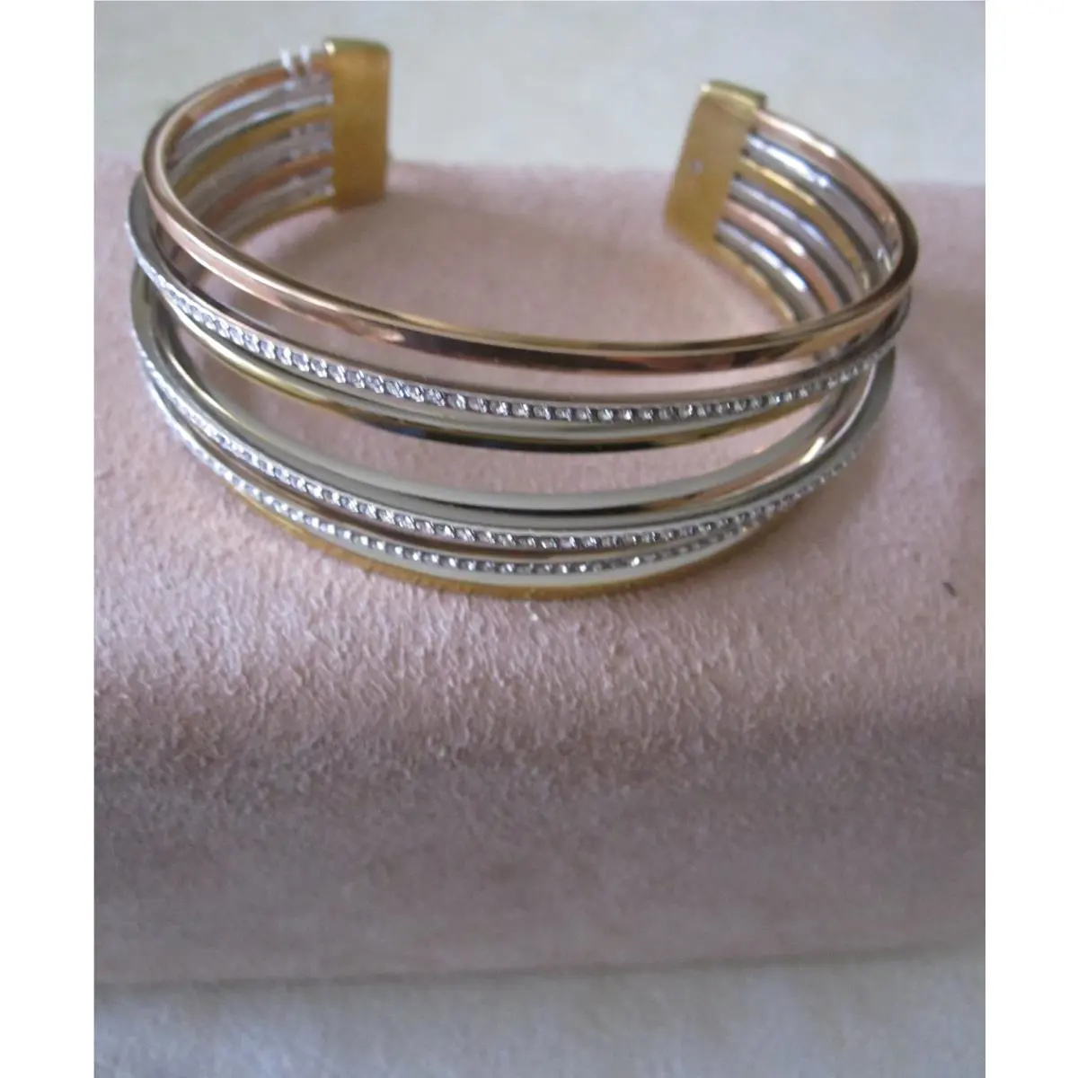 Michael Kors Brilliance Statement Tri Tone/ Pave Stones Cuff Bracelet