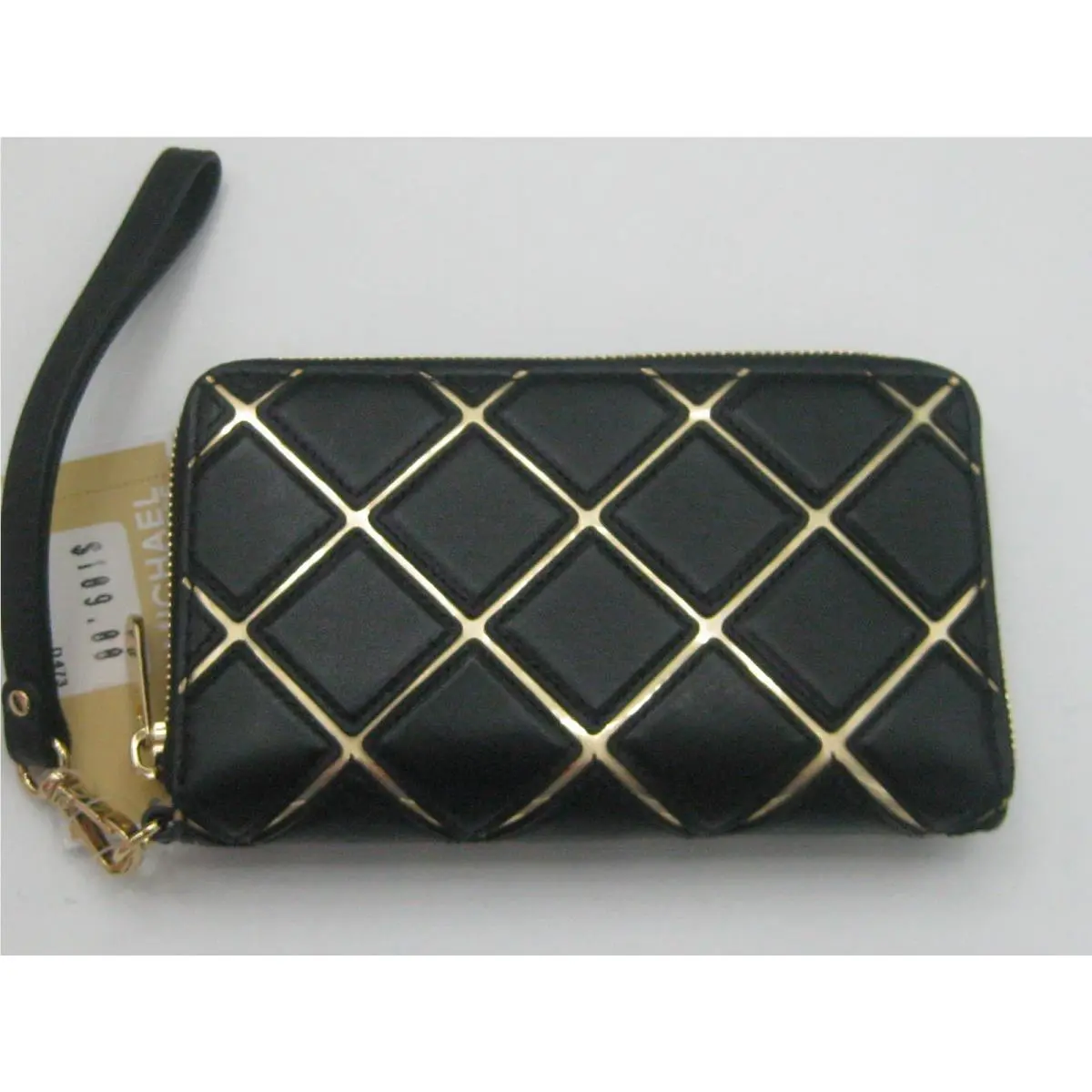 Michael Kors Jet Set Black Leather Specchio Multifunction Wallet Wristlet