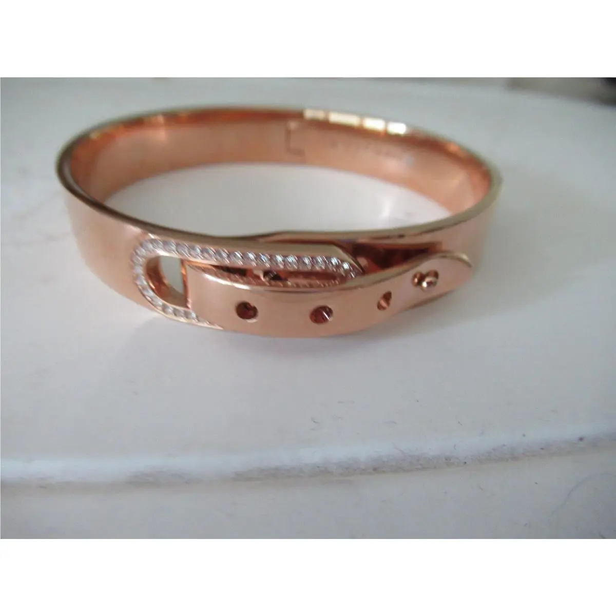 Michael Kors Cityscape Hardware Hinged Rose Gold Bangle Bracelet- MKJ6791