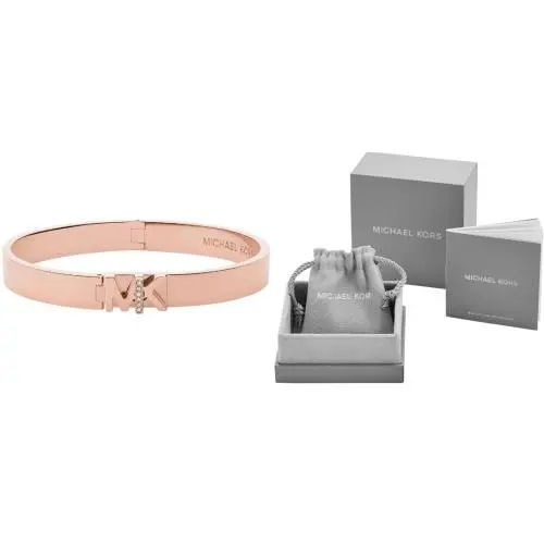 Michael Kors Logo Rose Gold Crystal Bangle Bracelet MKJ699791