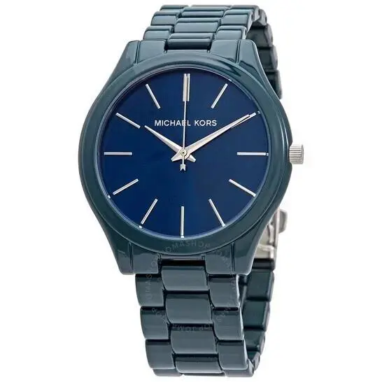 Michael Kors Slim Runway MK4416 42mm Blue Coated Stainless Steel Case and Strap - Dial: Blue, Band: Blue, Bezel: Blue