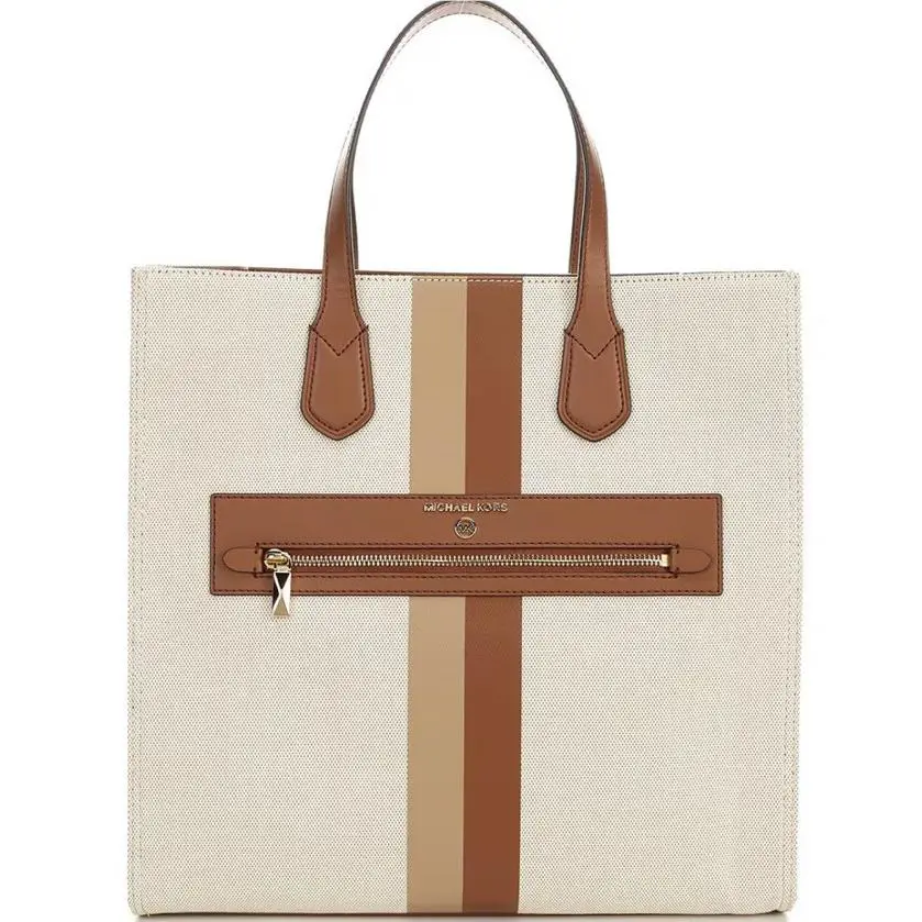 Michael Korskempner Large North South Two-tone Canvas Tote /shoulder Bag Luggage