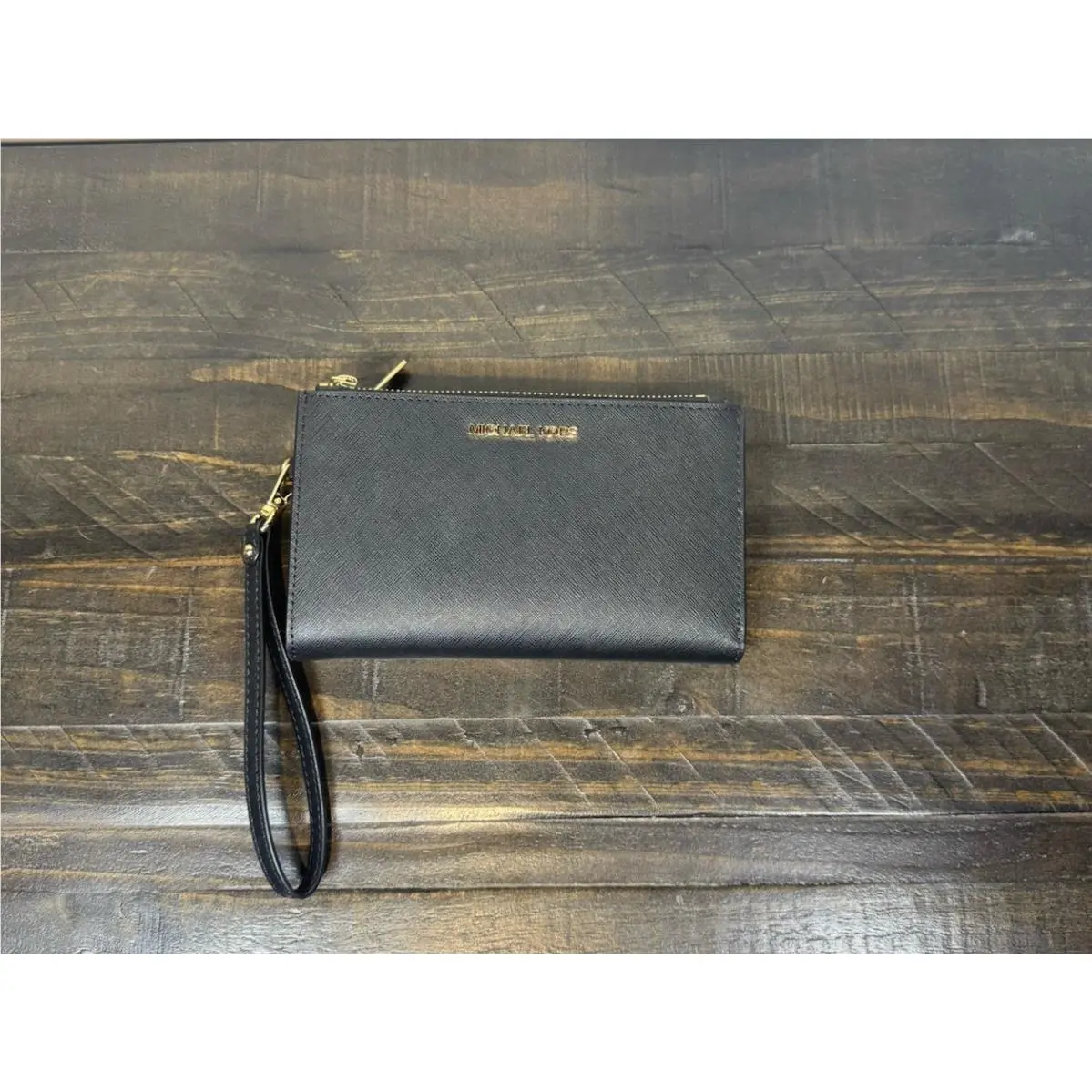 Michael Kors Jet Set Travel Lg Double Zip Wristlet Leather Wallet