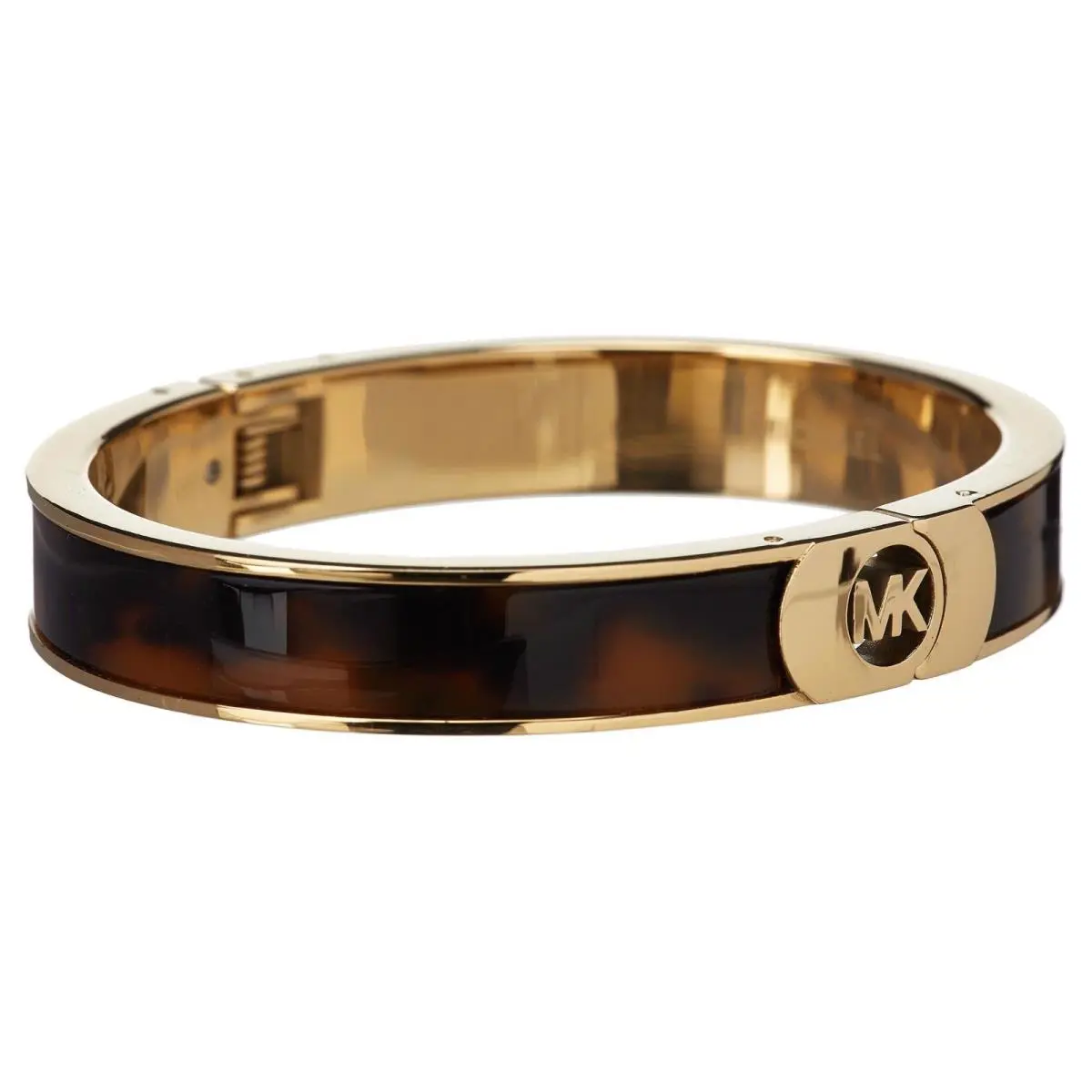 Michael Kors Fulton Tortoise Yellow Gold Hinge Bangle Bracelet MKJ3526710 + Box