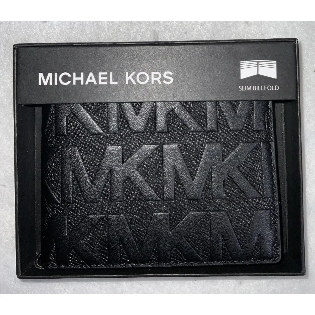 Michael Kors Men’s Black Leather Signature Andy Style Slim Billfold 86F5SANF50