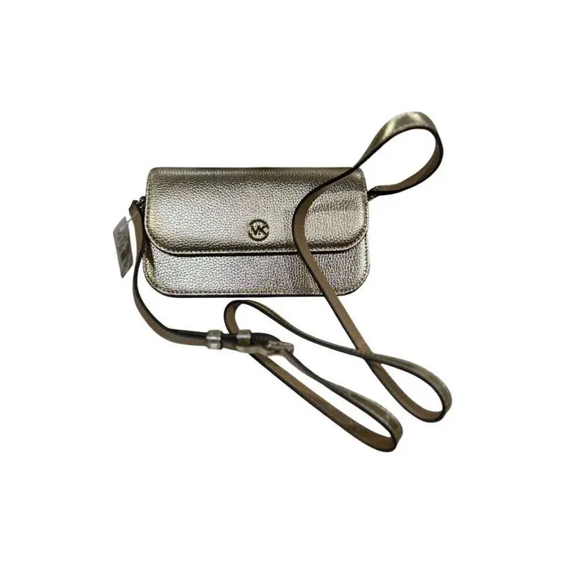 Michael Kors Flap Shoulder Crossbody Pale Gold Leather Bag 35F4GTVC1M