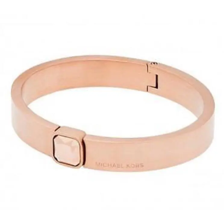 Michael Kors Bangle Urban Rush CZ Bracelet Rose Gold Tone Hinged Bangle