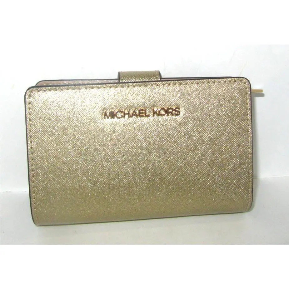 Michael Kors Jet Set Travel Medium Bifold Wallet Pale Gold Leather