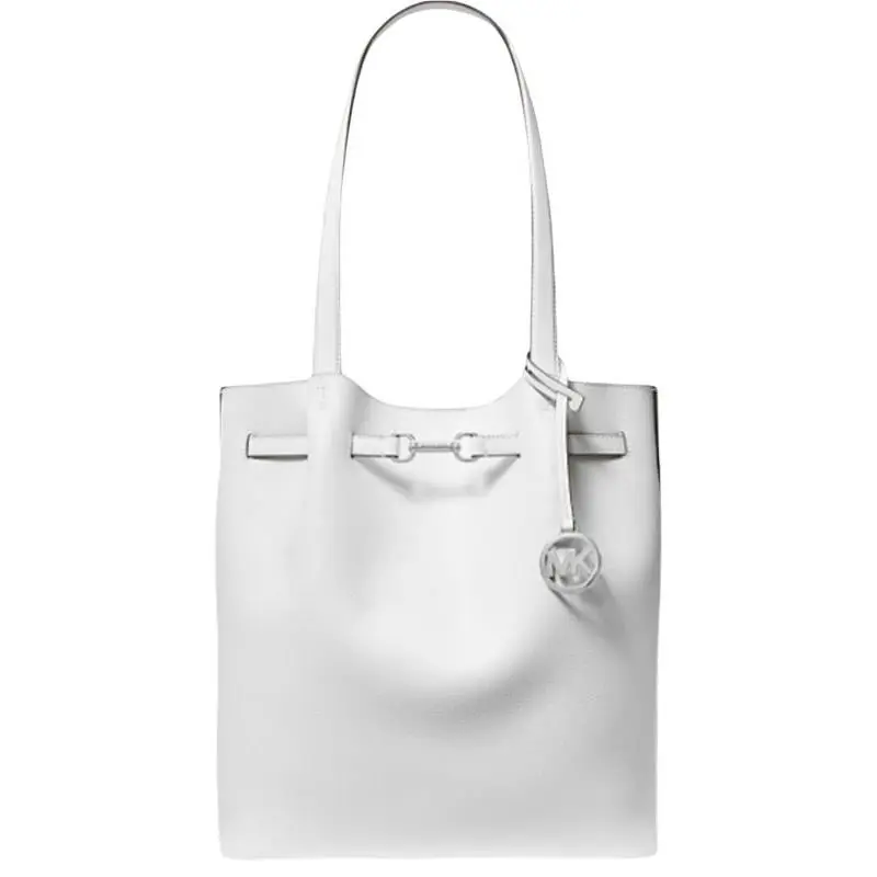 Michael Kors Carson Women Large Pebbled Leather NS Shoulder Tote Bag Optic White
