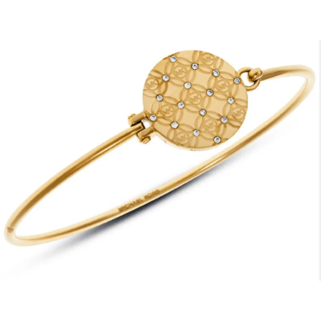 Michael Kors Heritage Yellow Gold Monogram Disk Bracelet Crystals MKJ4469710