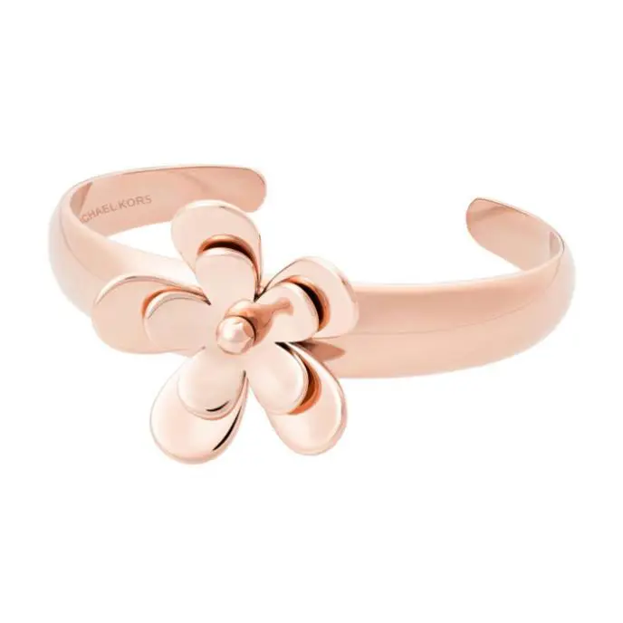 Michael Kors MK Rose Gold Stainless Steel Flower Cuff Bracelet MKJ7143791