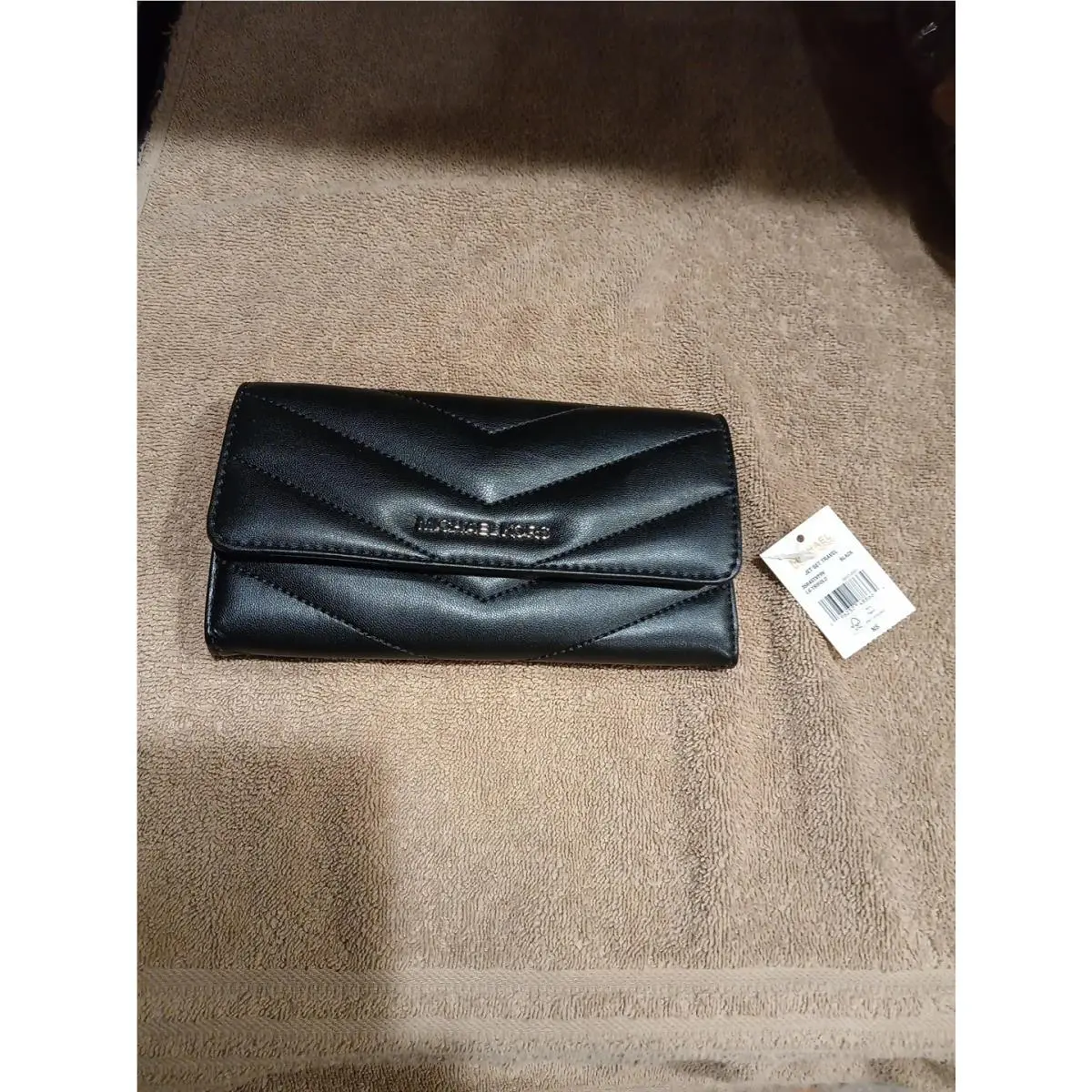 Michael Kors Jet Set Travel Size Large Tri-fold Black Wallet