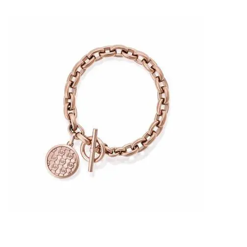 Michael Kors Rose Gold Tone Chain Pave Round Mop Charm Bracelet MKJ5366