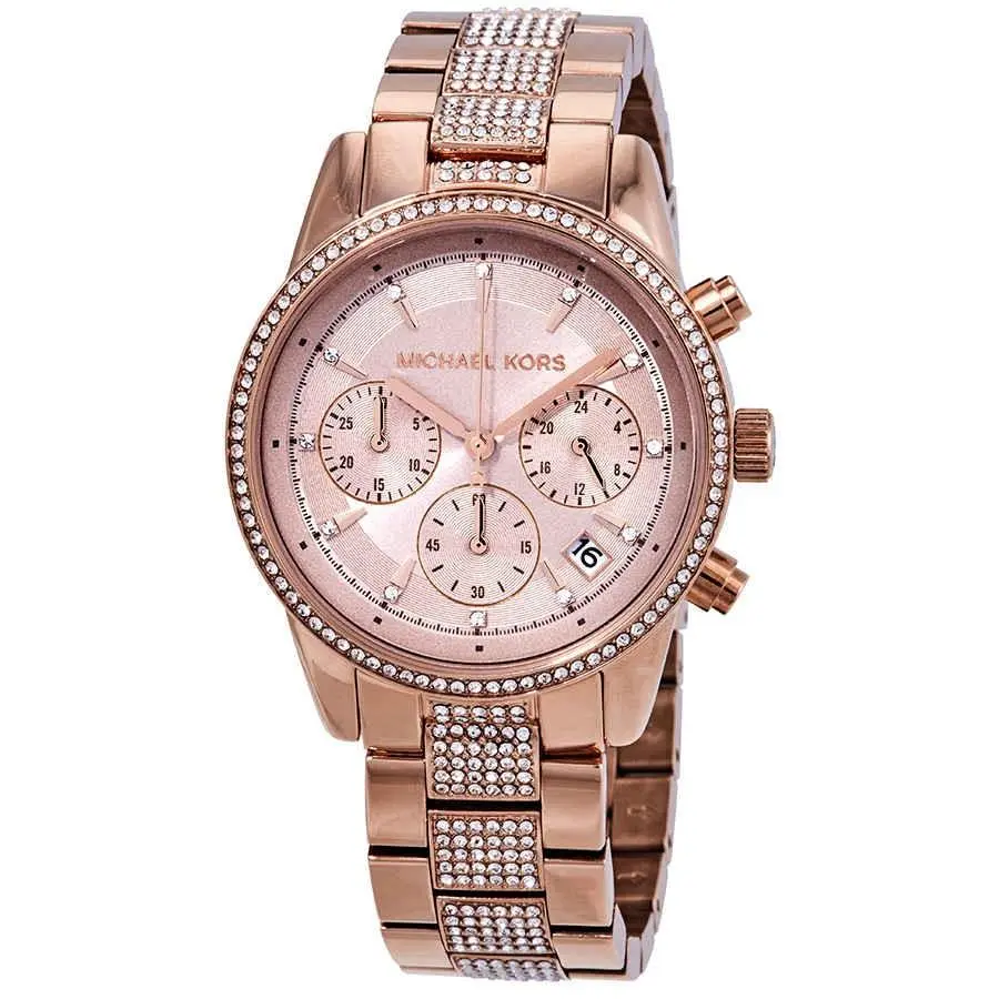 Michael Kors MK6485 Ritz Rose Gold Two Tone Bracelet Analog Quartz Women Watch - Dial: Rose Gold, Band: Two Tone