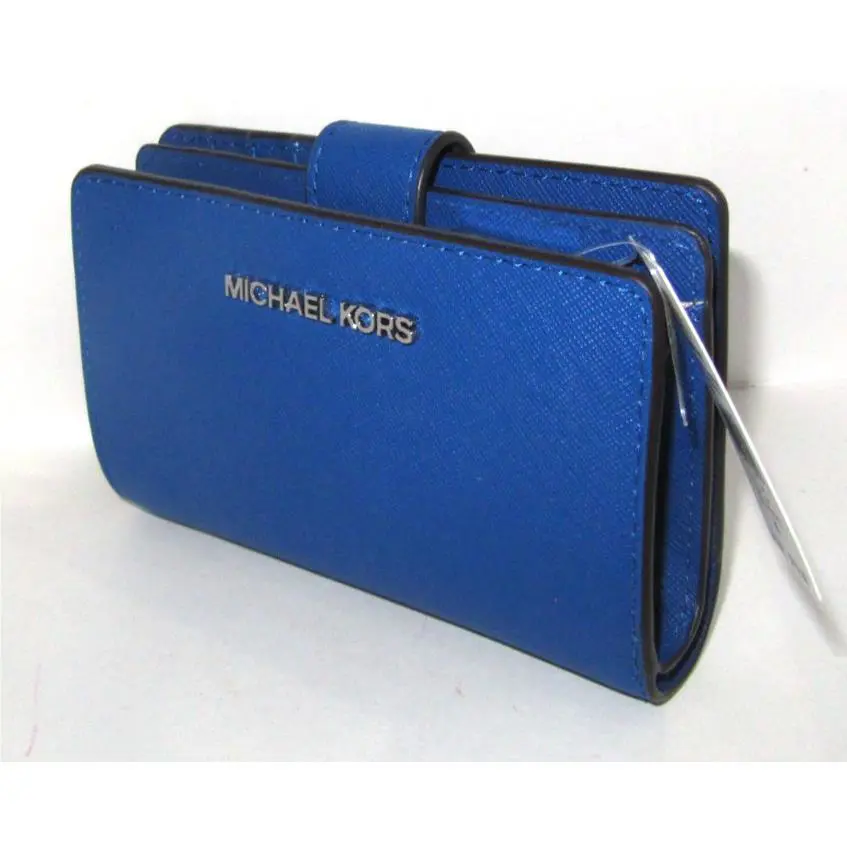Michael Kors Jet Set Travel Medium Bifold Wallet Galaxy Blue