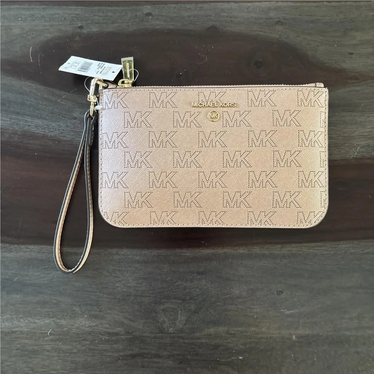 Michael Kors Jet Set Charm Zip Clutch Leather Rose Gold