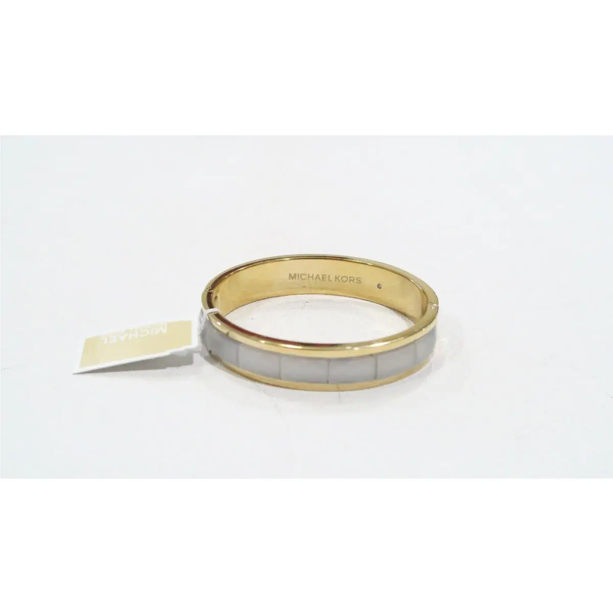 Michael Kors Watch Alignment Bangle White/ Gold Tone Bracelet Mop Style