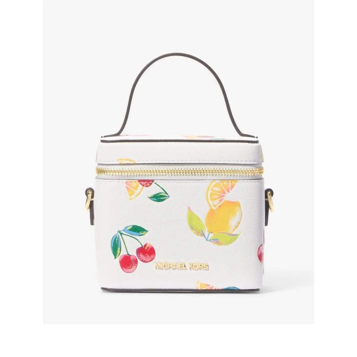 Michael Kors Crossbody Sandrine Small Sequined Fruit Print Purse Bag Optic White