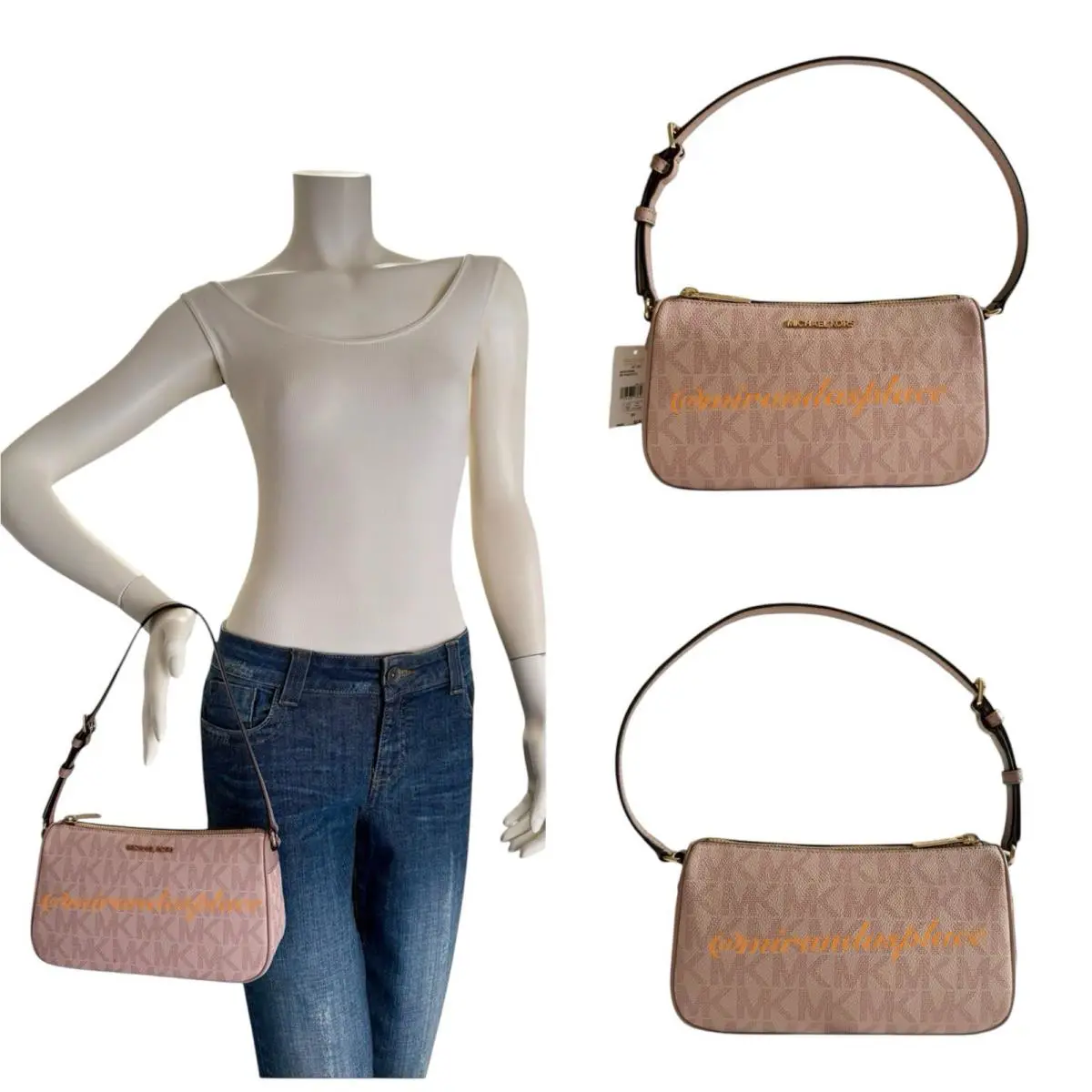 Michael Kors Jet Set Ballet Pink MD Pouchette Shoulder Bag