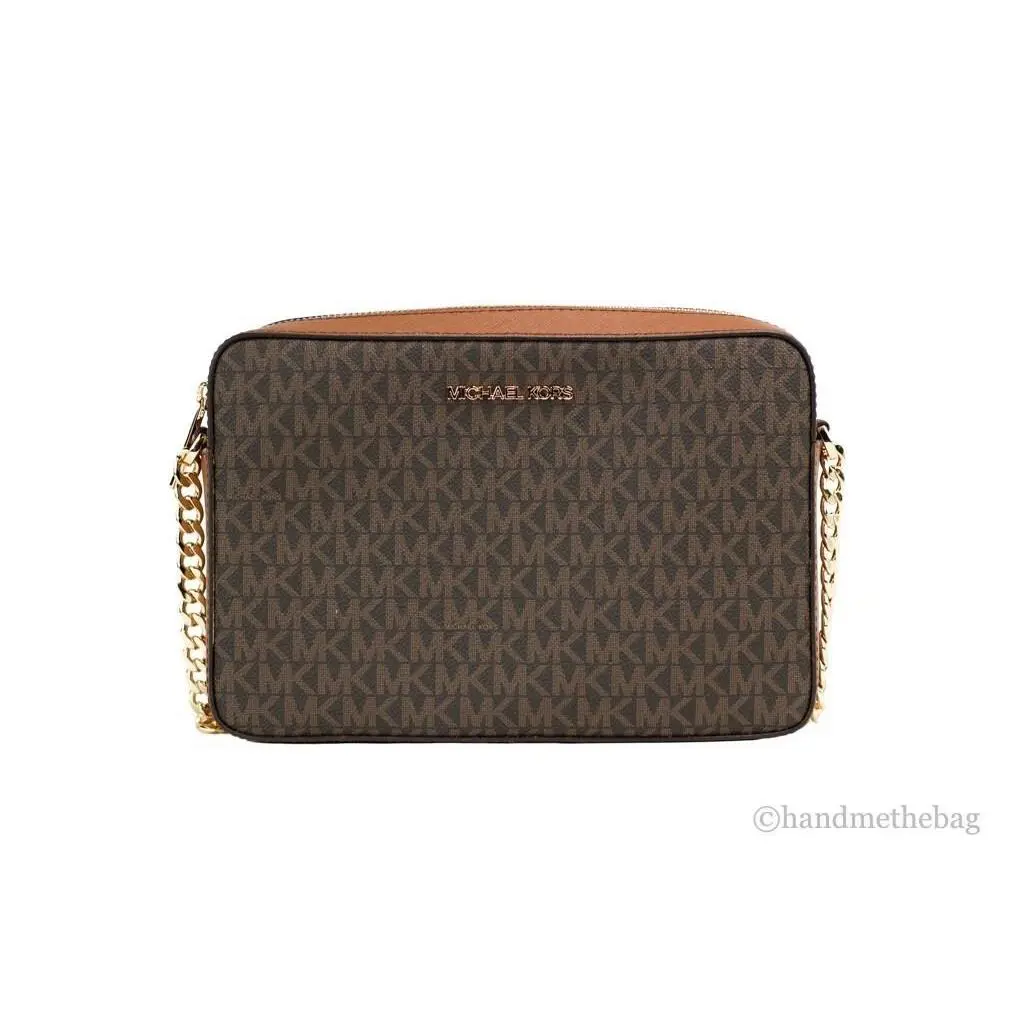 Michael Kors Jet Set Item Large East West Crossbody Chain Handbag Clutch Brown