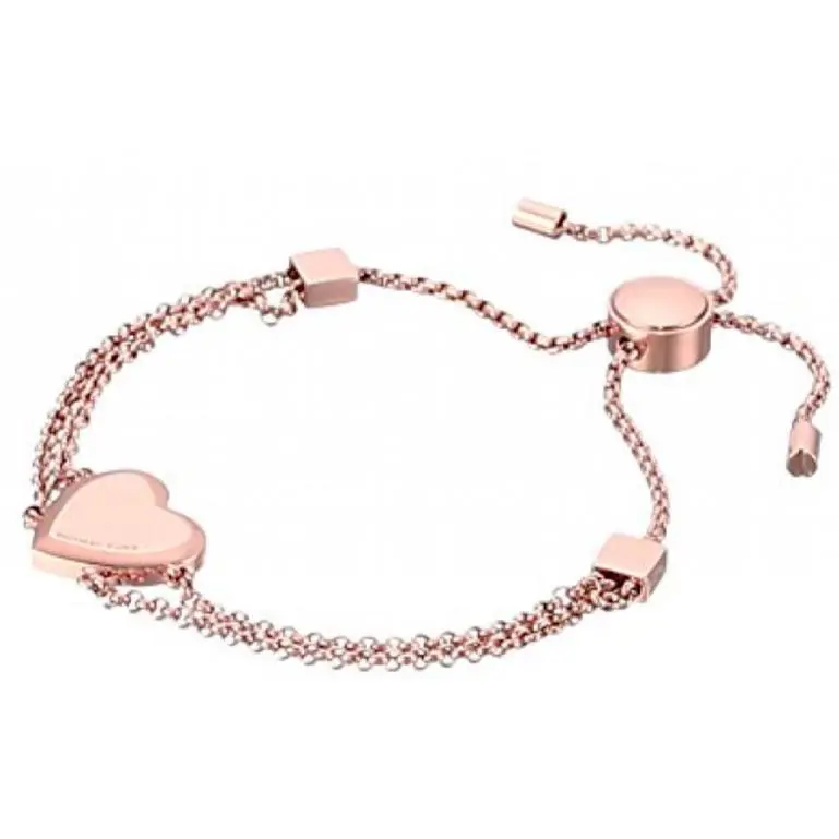 Michael Kors Rose Gold Heart Mother`s Day Chain Slider Bracelet MKJ6396791+ Box