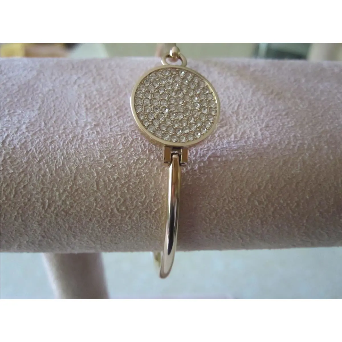 Michael Kors Rose Gold Tone Pave Disc Bangle Bracelet-$115