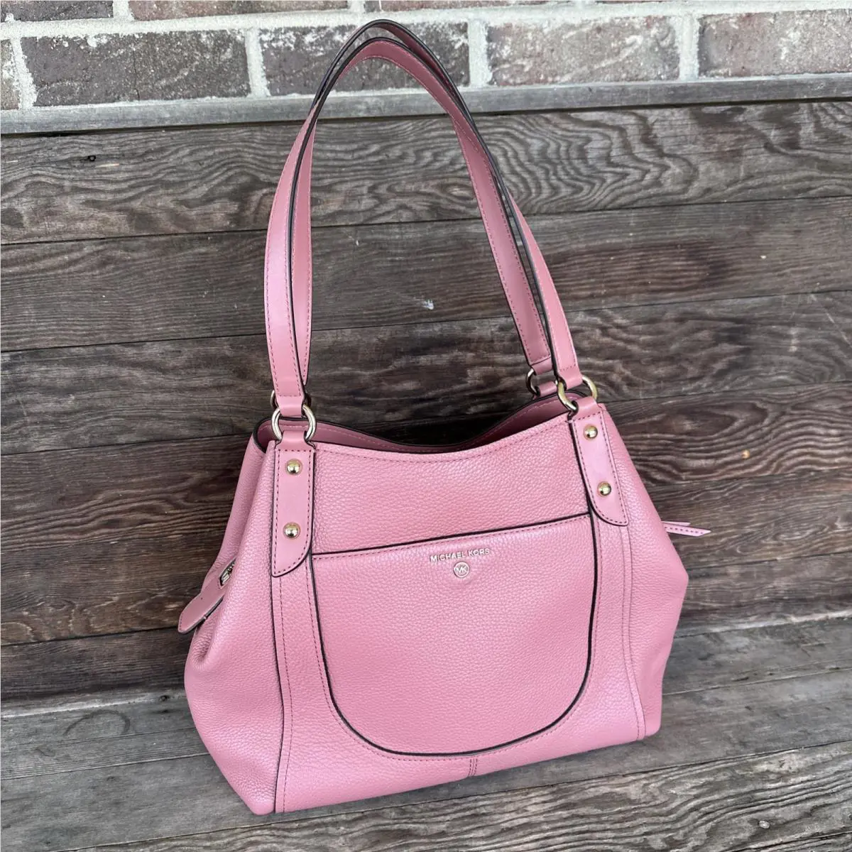 Molly Michael Kors Molly Shoulder Tote Leather Rose Pink Purse Handbag