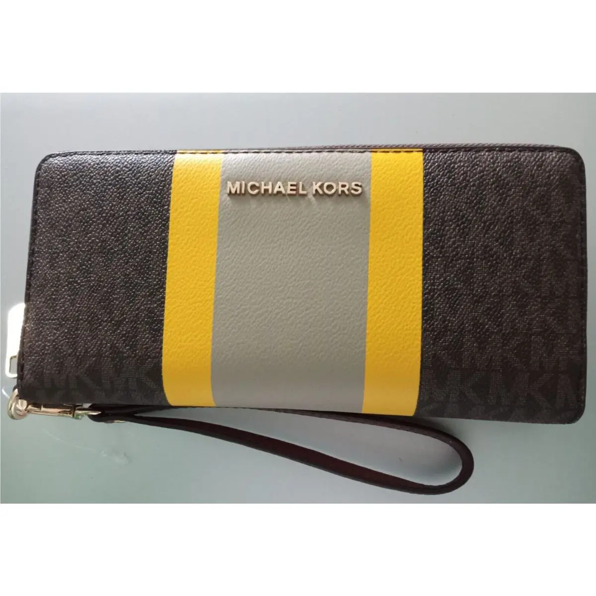 Michael Kors Jet Set Wallet Brown Black Gold Gray