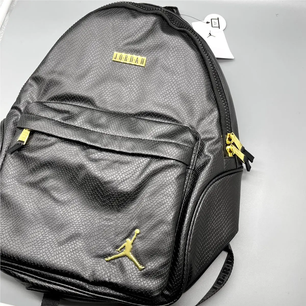 Nike Air Jordan Leather Regal Backpack -black/gold -monogram 9A0136-429