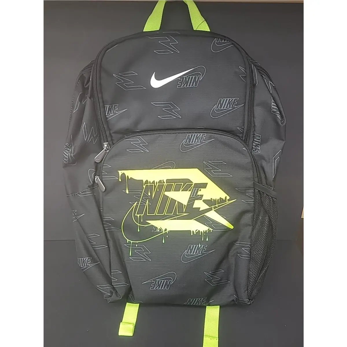 Nike 19 Inch Black Yellow and Green Backpack