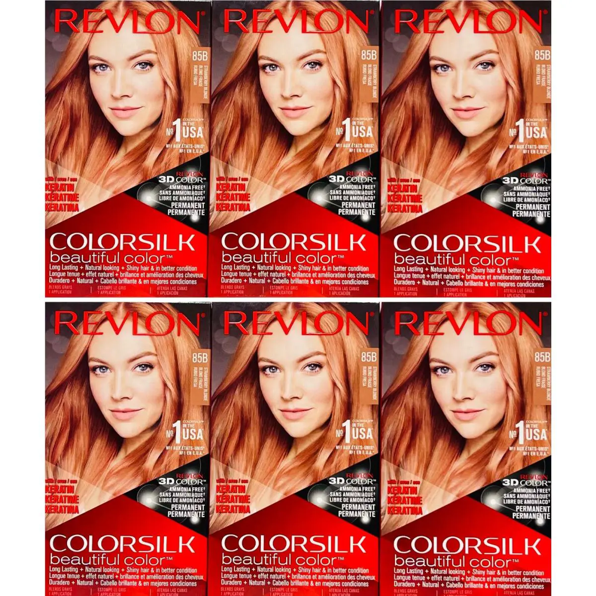 Revlon Hair Dye Color Silk with Bond Repair Complex 85B Strawberry Blonde 6 Pk