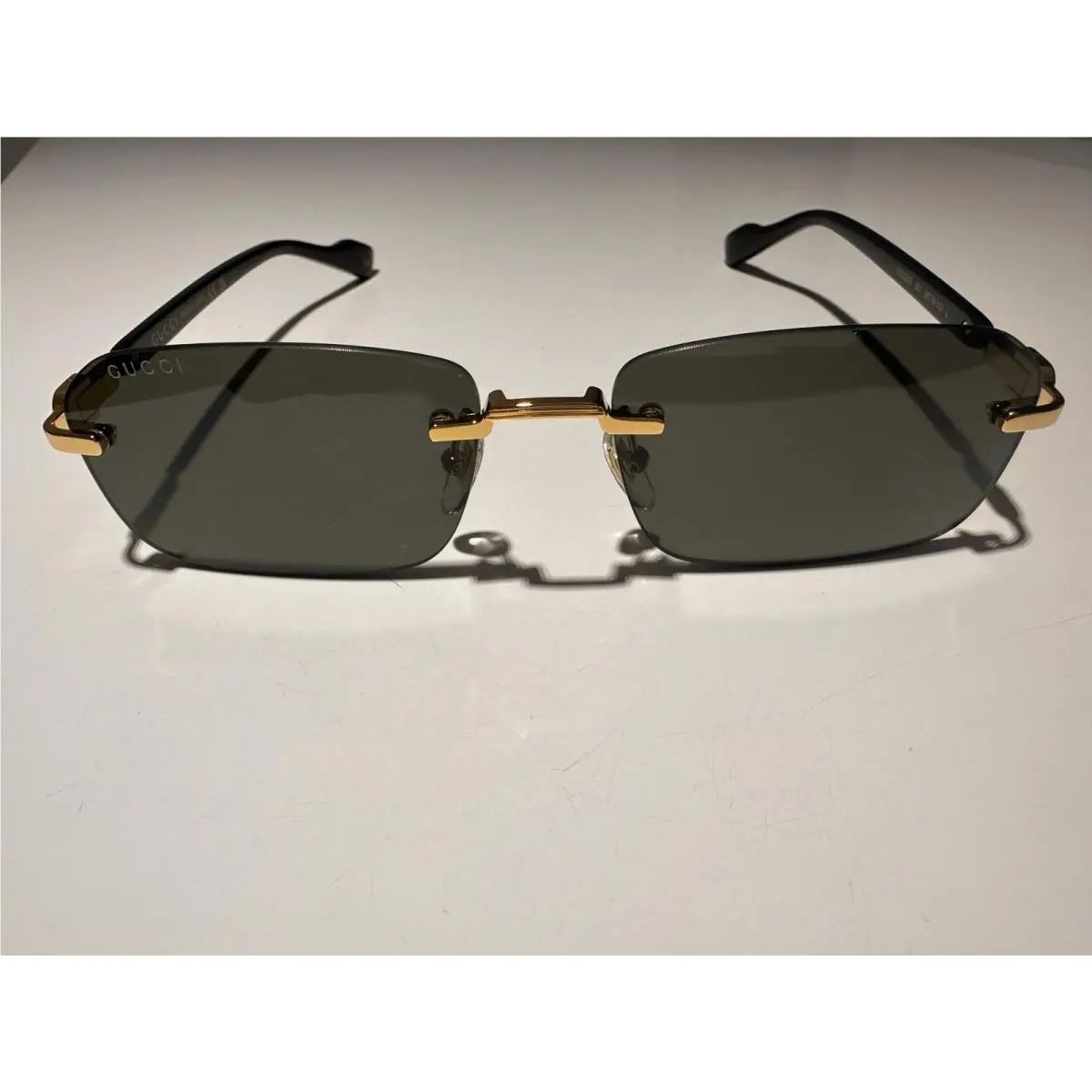 Gucci GG1221S 001 Unisex Square Sunglasses in Black/gold with Grey Lens UV