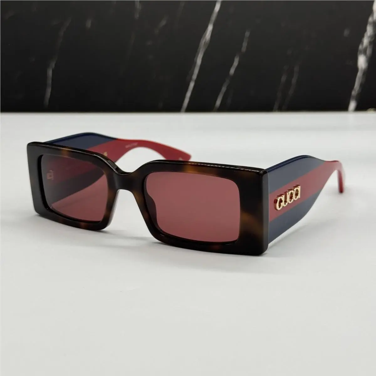 GG1860S 002 Havana Blue Red Unisex Sunglasses  by Gucci