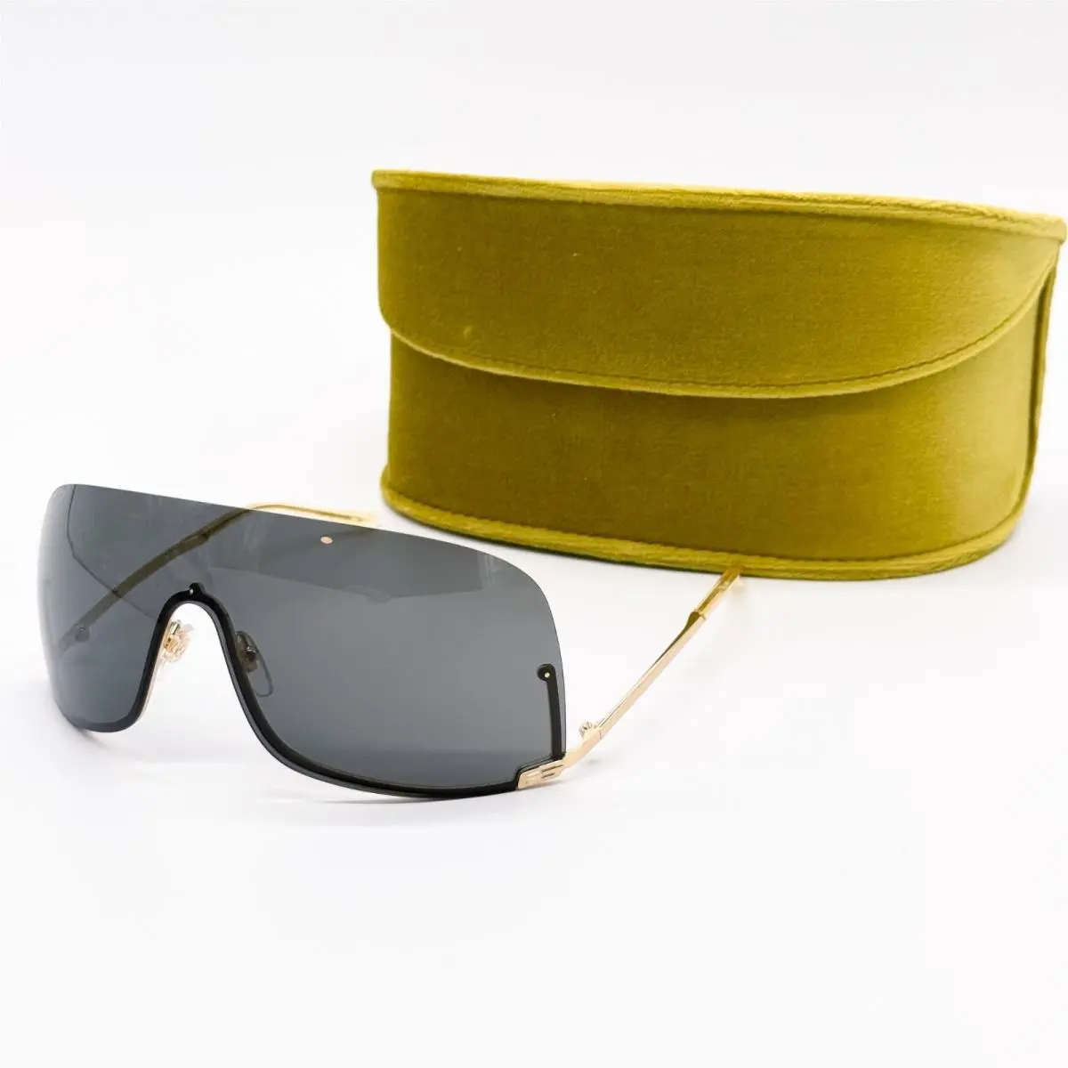 Gucci GG1560S 001 Shield Gold Unisex Sunglasses Gucci