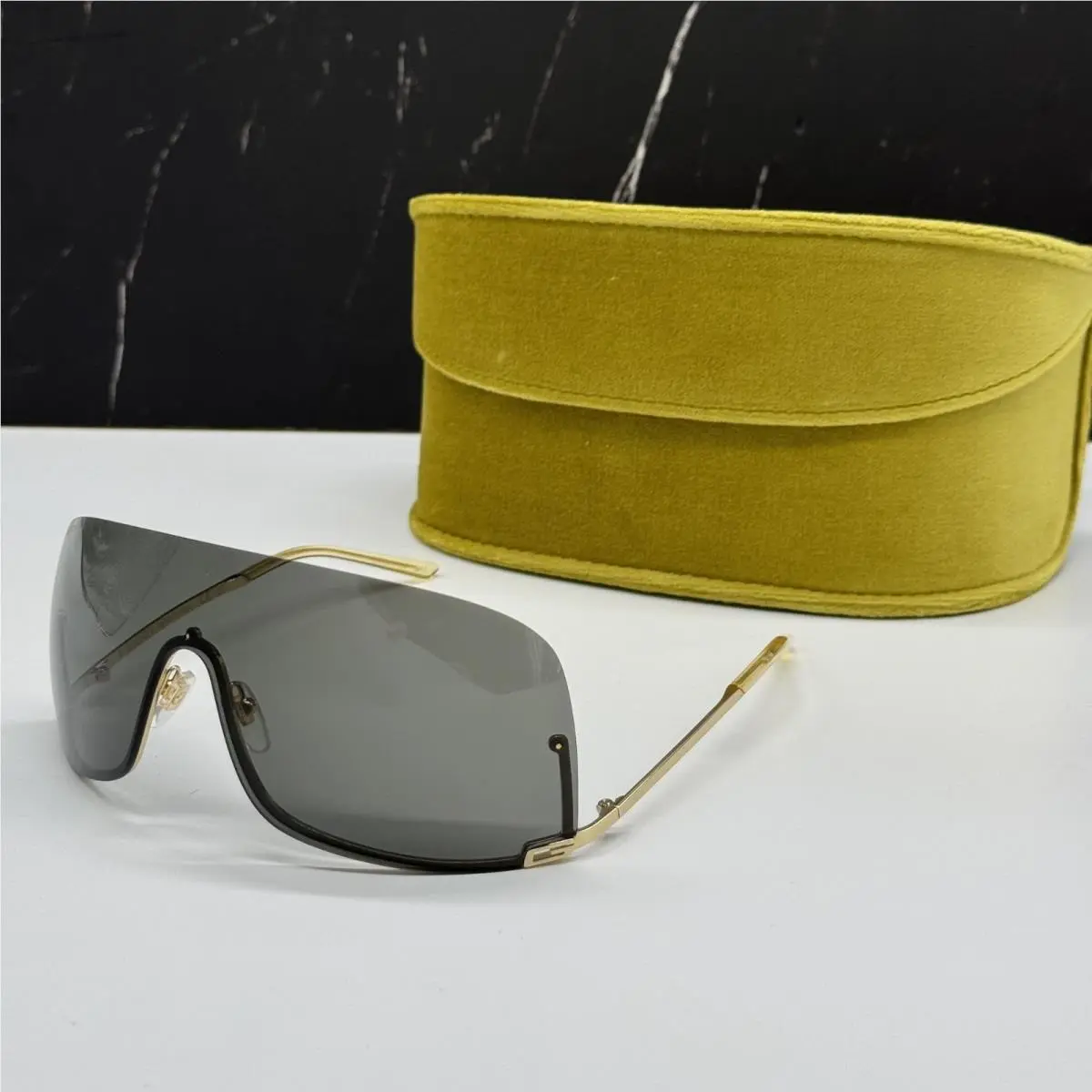 GG1560S 001 Shield Gold Unisex Sunglasses  by Gucci