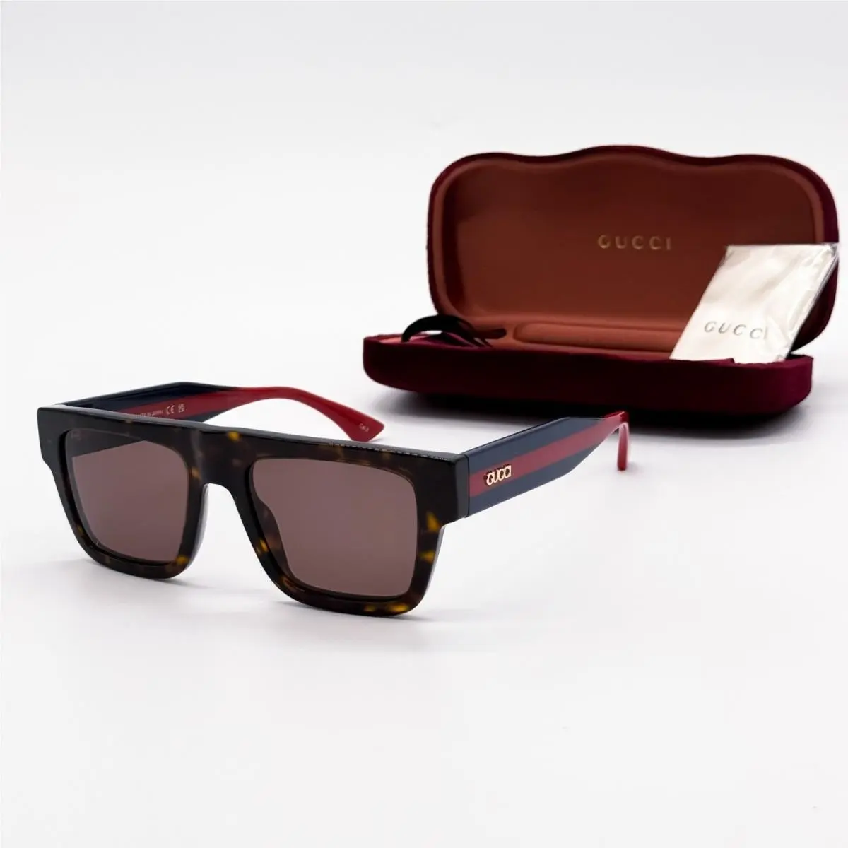 Gucci GG1868S 002 Havana Blue Red Unisex Sunglasses Gucci