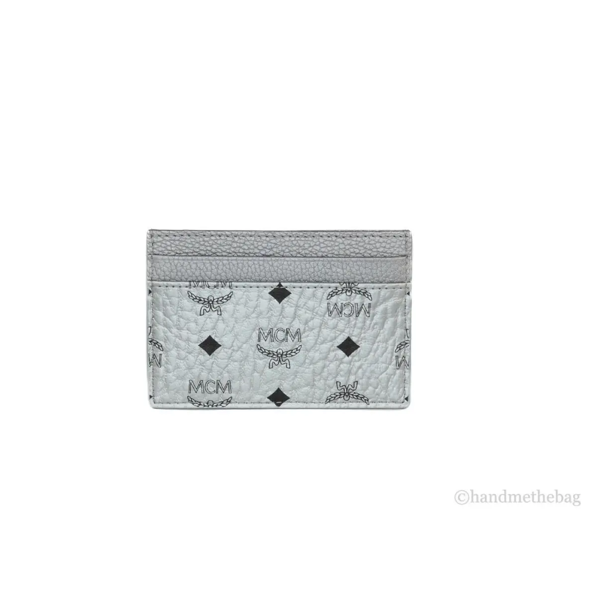 Mcm Silver Visetos Leather Card Case Wallet