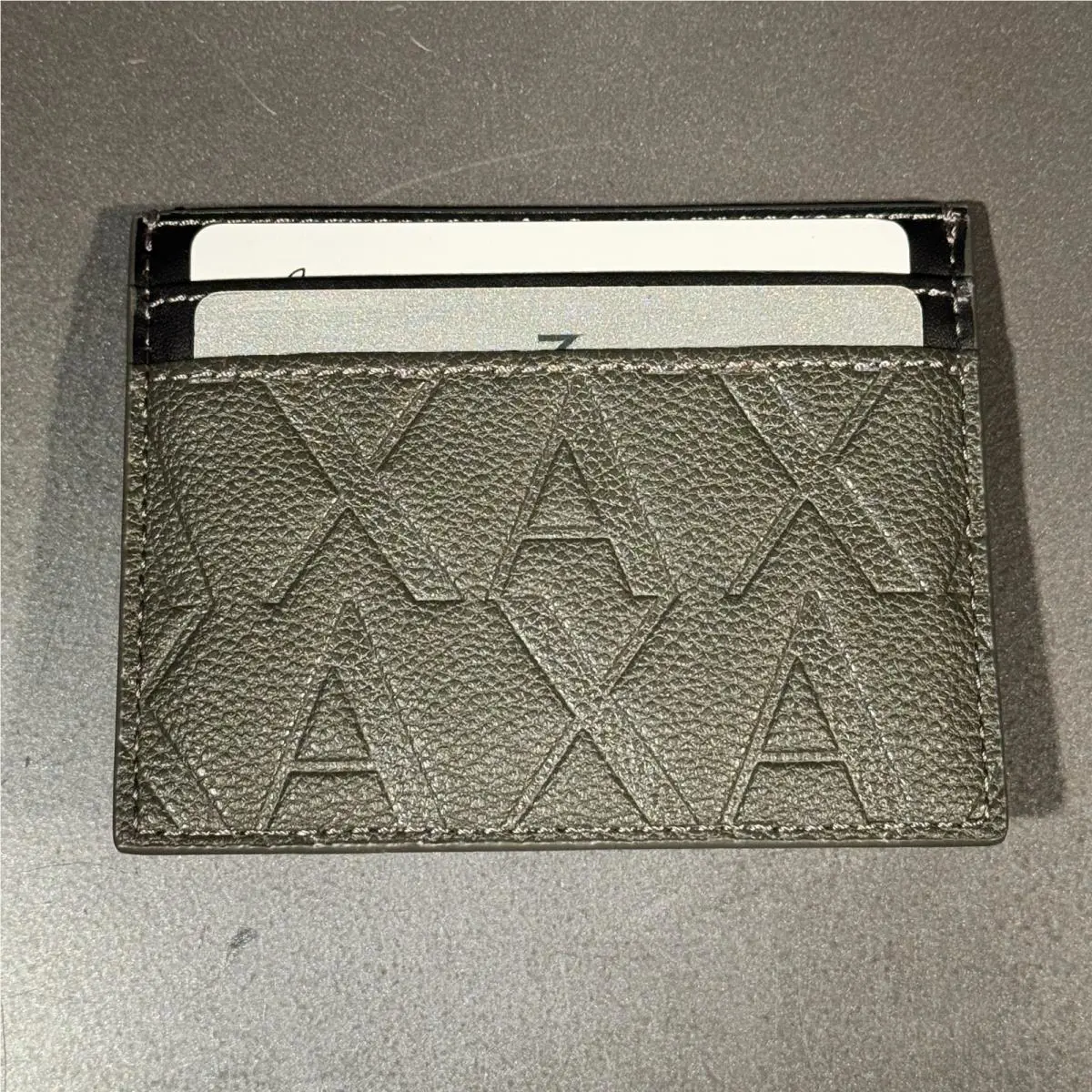Armani Exchange Card Holder Wallet with Money Clip in Recycled Material Green